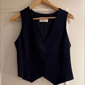 Babaton Dark Navy V-Neck Tailored Vest